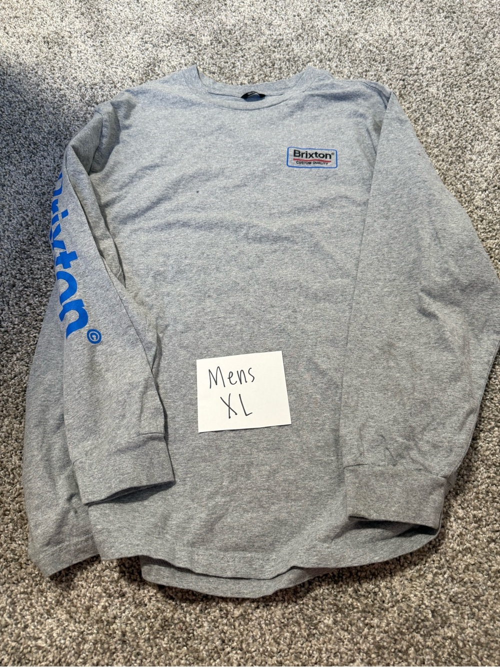 Brixton Heather Gray Long Sleeve Tee with Blue and Red Logo